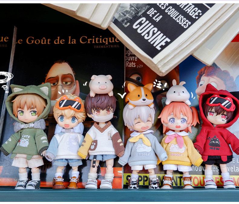 OB11 Clothes Cat Sweatshirt Hoodie Casual Jacket for Obitsu11, Molly, GSC Body, DDF, YMY, 1/12bjd Doll Accessories Toy Coat