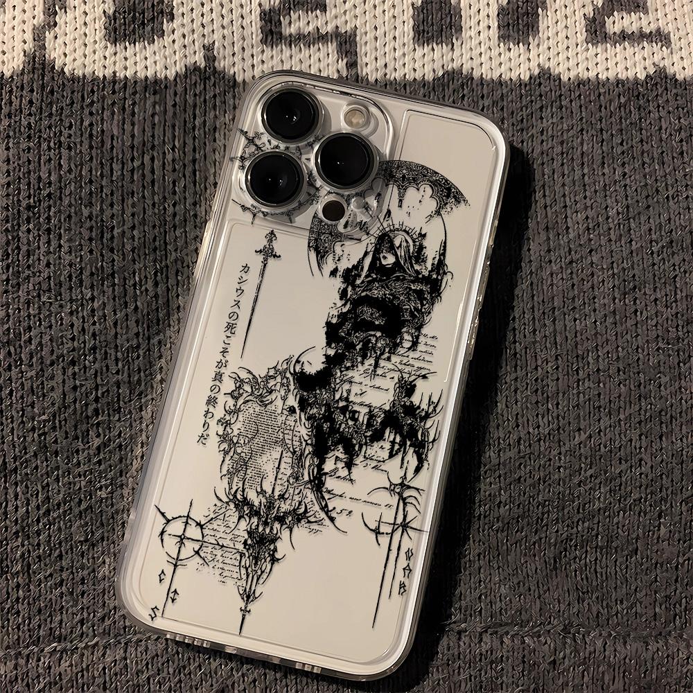 

Gothic Dark Sketch Text Print Clear Phone Case for iPhone 17 16 15 14 13 12 11 16E Series Pro Max Plus Double Layer Protection iphone 17
