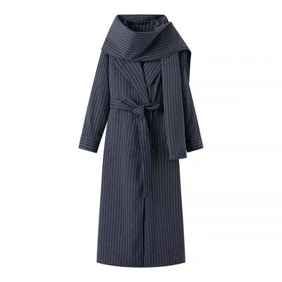 European and American Style, New Women's Clothing, Fashionable, Versatile, Temperament Casual Belt Scarf Medium and Long Trench Coat