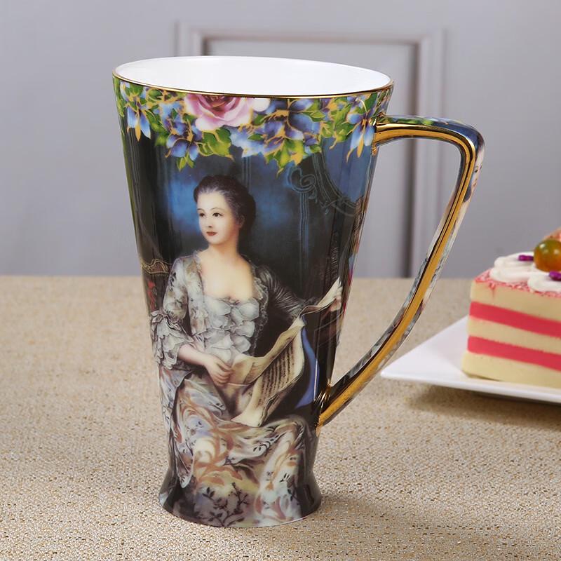 TLXT Lady Vintage Oil Painting Style Coffee Mug