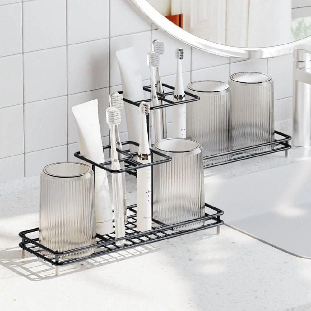 Non-Slip Toothbrush Holder Carbon Steel Electric Toothbrush Stand Toothpaste Shelf Bathroom