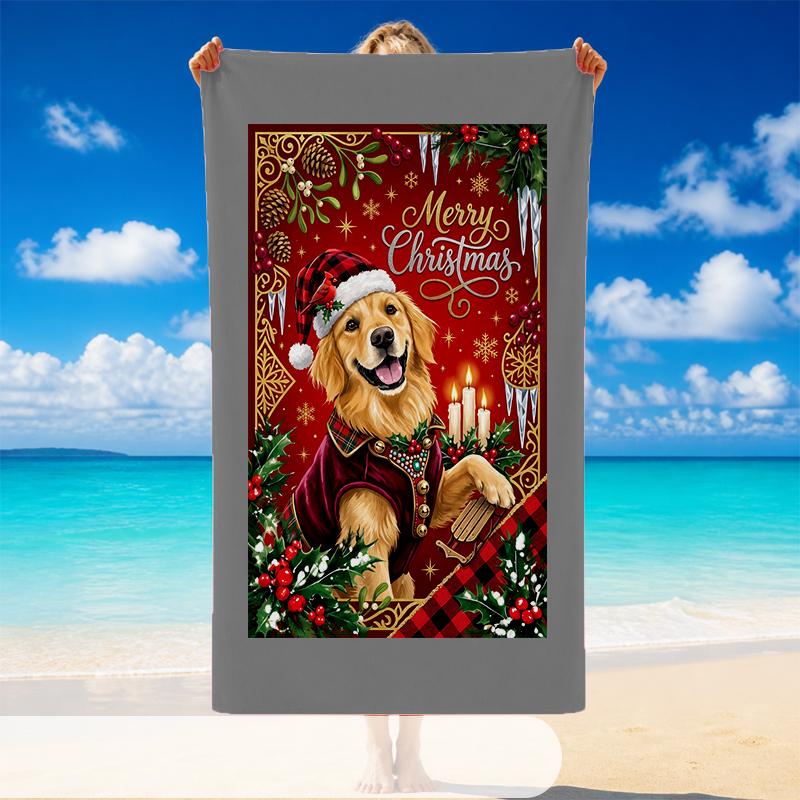 Christmas Printed Beach Towel Soft Quick Dry For Indoor Outdoor Home Use Holiday Gift