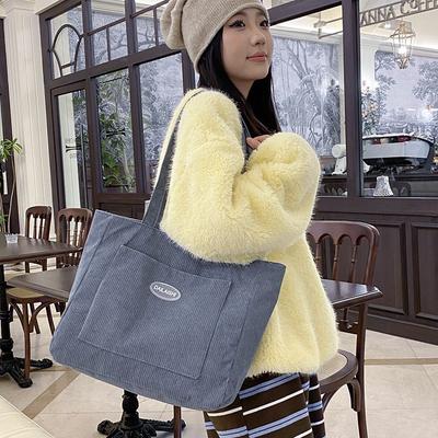 Retro schlichte Cord-Tote-Bag mit großer Kapazität, Damen Herbst und Winter neu, ein Schultergurt, Crossbody, unter dem Arm, lässige Handtasche