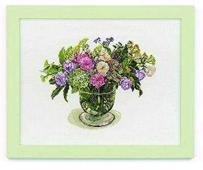 LECIEN Embroidery Kit "Fujiko Collection Cross Stitch: English Roses and Early Summer Flowers" Cosmo, 30 X 38 Cm, No. 552111