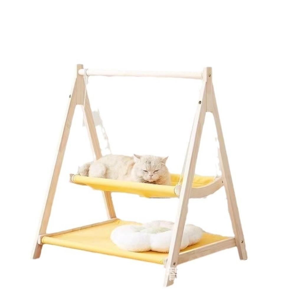 Solid Wood Cat Cradle Bed Thickened Cat Swing Hanging Bed New Cat Hammock Bed  Pet Small Bed