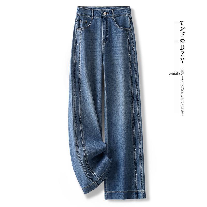 

Женские джинсы 2025 года в стиле ретро, синие, широкие, с деталями из горячей фиксации