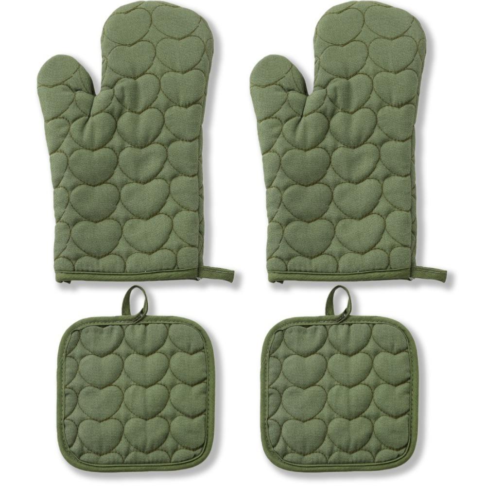 4 sztuki/zestaw Pogrubiony Zestaw Rękawic Kuchennych na Piekarnik w Kształcie Serca Antypoślizgowe Rękawice Izolowane Rękawice do Kuchenki Mikrofalowej Naczynie