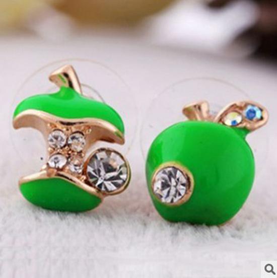 Asymmetrische bunte Apfel-Ohrstecker - Kreatives Tropföl-Design für Frauen