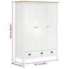 VidaXL 3-Door Wardrobe Hill Range White 127x50x170 Cm Solid Pine
