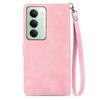 For Xiaomi Redmi 15 5G (Global) (169mm) Zipper Wallet Case with Strap Flower Imprint PU Leather Phone Cover