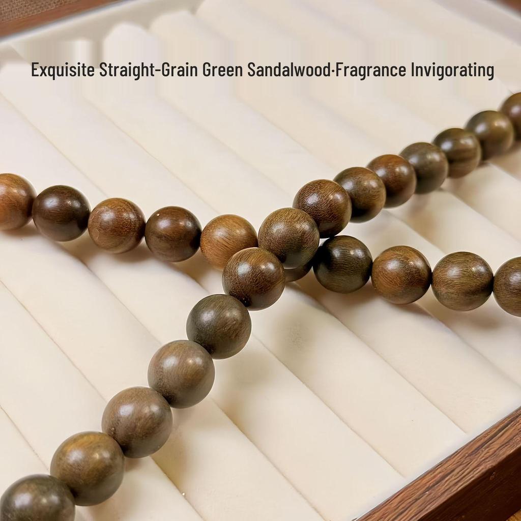 Natural Argentine Green Sandalwood 108 Prayer Beads Bracelet for Men and Women