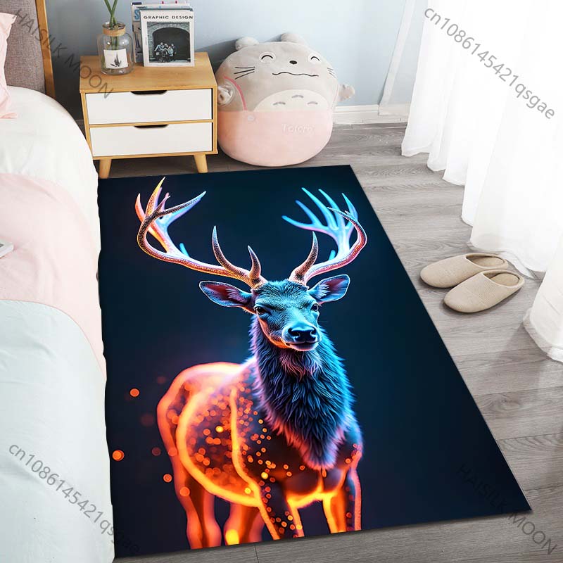 New Product Neon Glowing Deer Carpet for Living Room Bedroom Bedside Floor Mat Cloakroom Children Play Mat Area Rug Large Size