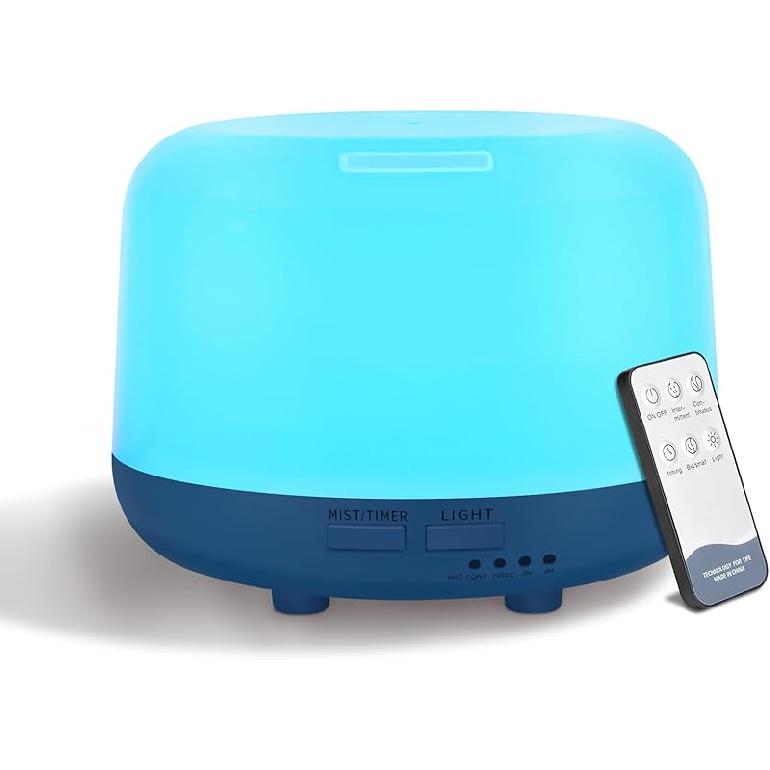 300ML Essential Oil Diffuser, Remote Control Ultrasonic Aromatherapy Oil Diffusers Cool Mist Humidifier, Waterless Auto-Off and 7 LED Light Colors