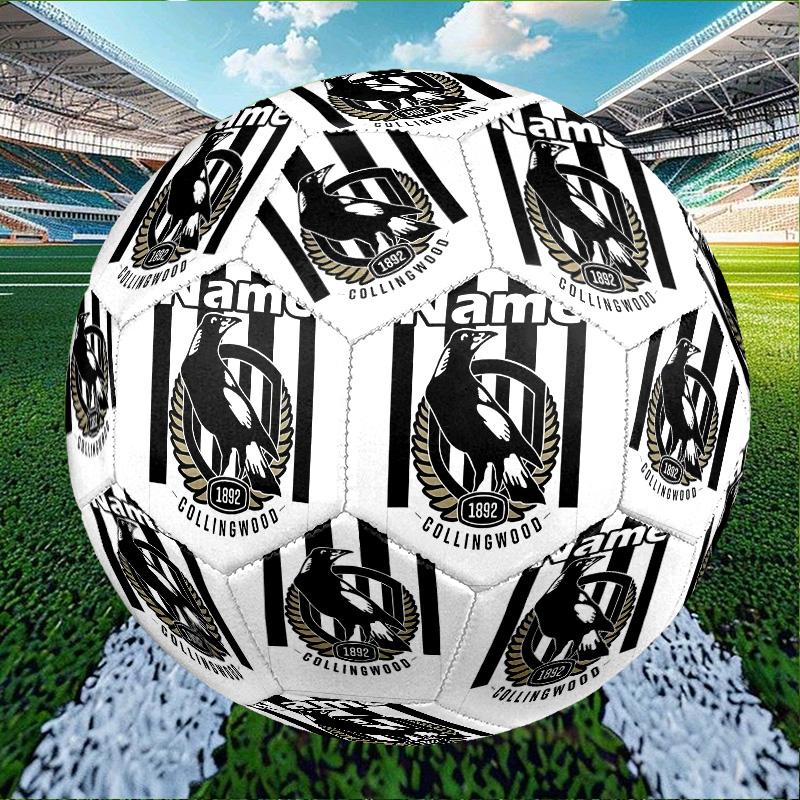 Custom Name Personalized Collingwood Magpies Print Size 5 Soccer Ball Training & Match Football, for Team, Kicking, Gift for Football