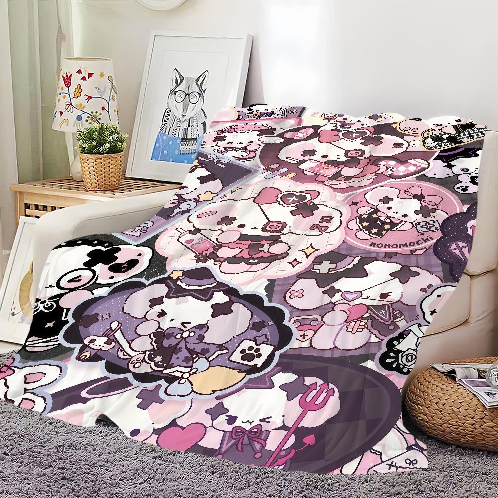 cute dog cartoon nonomochi pink Blanket Flannel warm comfort soft plush blanket for sofa living room office bedroom travel gift