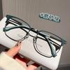 Men's Trendy Techie Half-Rim Square Glasses Frame in Green for Large Faces, Fit for Prescription Lenses.