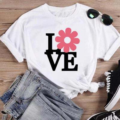 (Asian Size)T Clothing Love Letter Style Trend 90s Lovely Casual Fashion Print Female Casual  Women's Top Graphic Tee Short Sleeve T-shirt