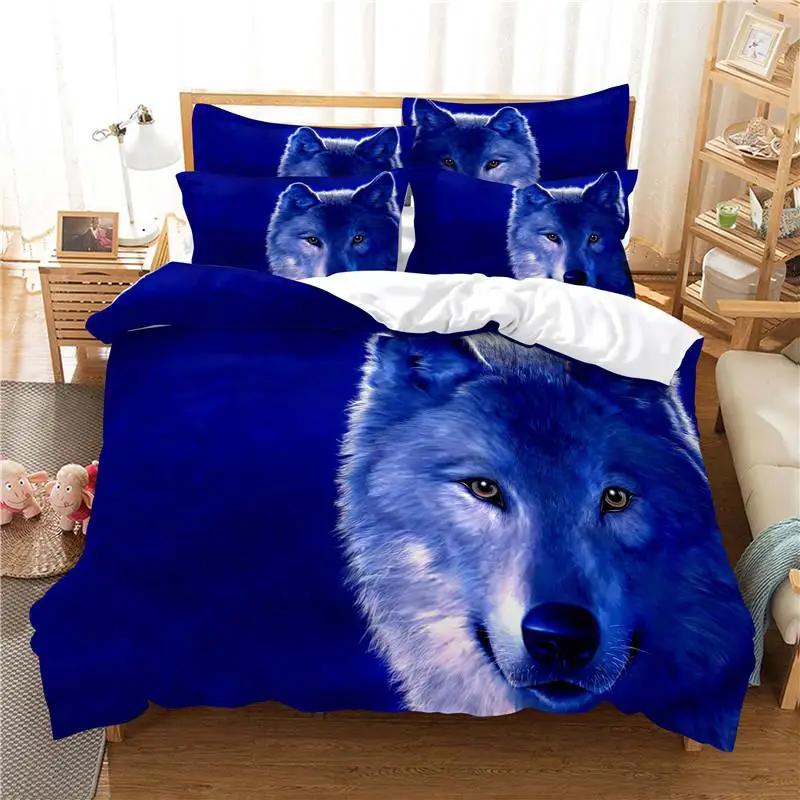 3D Wolf Duvet Cover Set Wolf with Mechanical Eye Bedding Set for Kid Teens Adults 3d Printing Queen King Size Polyester Quilt Cover
