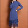 Knitted Dress for Women In Autumn and Winter Lace Long Sweater Slimming Solid Color Sweater Dress