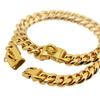 Metal Dog Collar Stainless Steel Pet Choker Gold Cuban Link Chain 14mm Wide Lead for Small Medium Large Dogs Pet Accessories