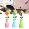 Long Flower Handle Pan Brush Storage Bottle Cleaner Creativity Decoration Tool