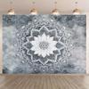 1pc Gray and White Lotus Pattern Tapestry, Polyester Fabric, Machine Washable, Suitable for Bedrooms and Living Rooms.