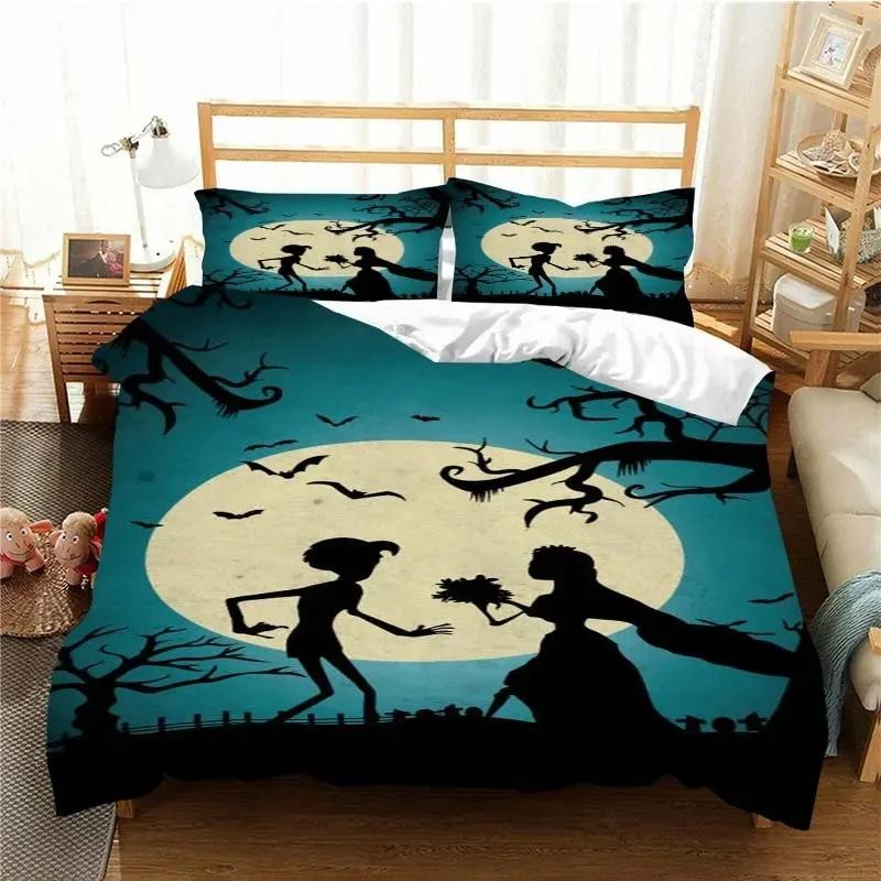 Love Animated Film Corpse Bride Bedding Set Single/Twin King Duvet Cover Home Bedroom Decor Bedspread Pillow Cover
