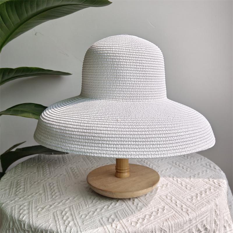 Summer Hepburn Straw Hat Retro Design Large Brim Straw Hat for Women Large Brim Orange New Solid Color Beach Vacation Large Sun