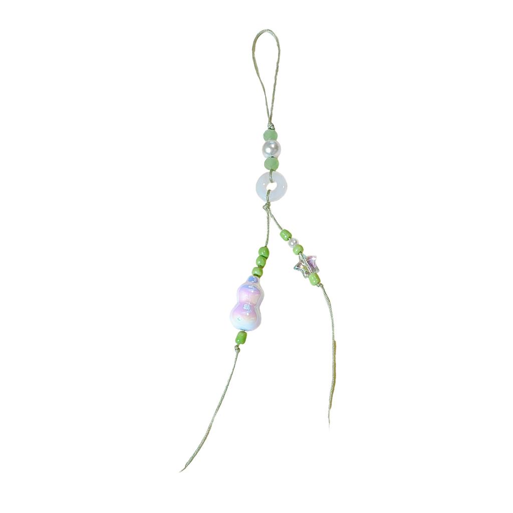 Colorful Gourd Phone Strap with Colorful Beads Handwoven Mobile Phone Pendant Accessory Stylish Car Key Chain Ornament