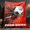 1PC Custom Name Soccer Art outdooor Flannel blankets Throw Blanket All-Season Throw Gift Bedspread for Couch, Bed, Camping Holiday Birthda