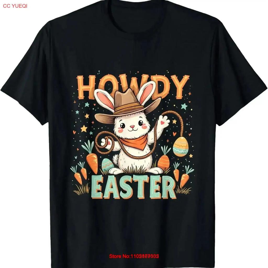 Howdy Easter Cute Cowboy Bunny Western Egg Hunts T Shirt Vintage Casual Top For Everyday Wear Slightly Designer Clothes