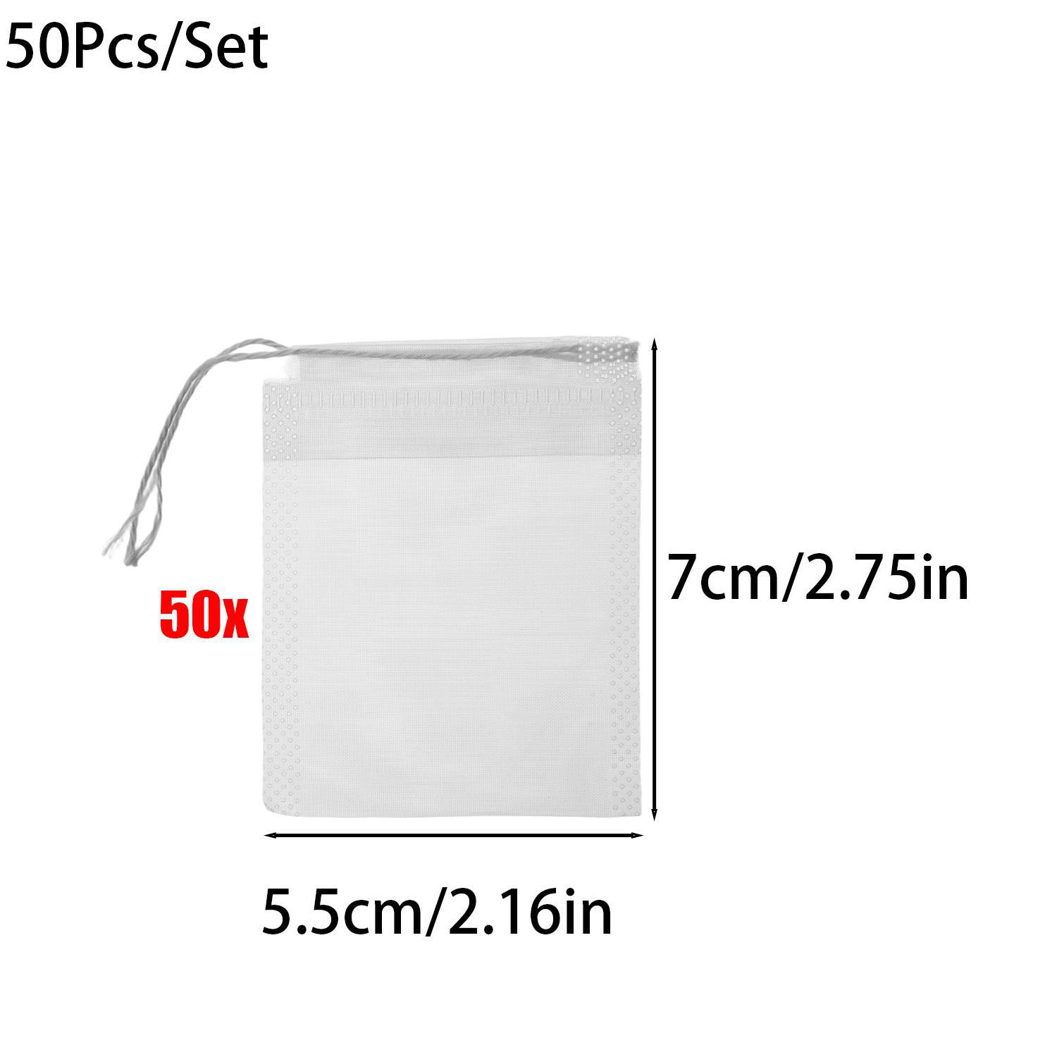 

Transparent Disposable Teabags with String Nylon Filter Bag Empty Tea Bags for Herb Loose Tea Home Kitchen Accessories Tools 50PCS