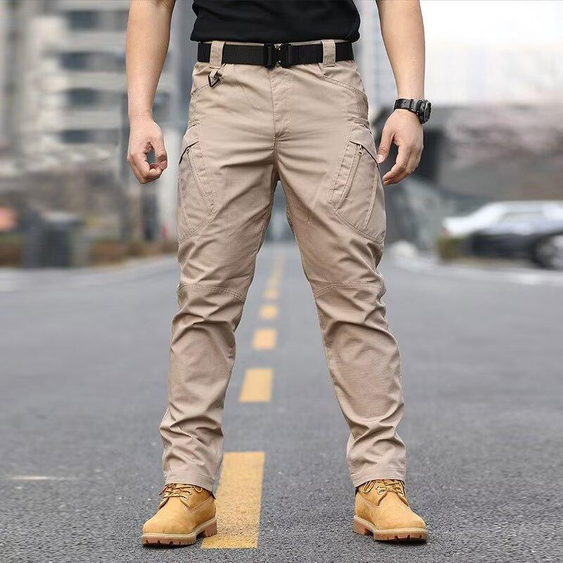 Summer Men's New Tactical Trousers Wear-resistant Ruffian Handsome Multi-bag Solid Color Combat Overalls
