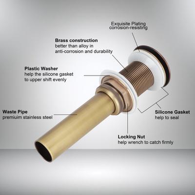 Brass Popup Drain Stopper Bathroom Basin Sink Draining Without Overflow Accessory Drain Stopper Drain Stopper Without Overflow