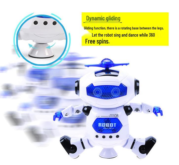 Intelligent Rotating Space Dancing Robot Toy for Kids – Dazzling Light & Wind Effects