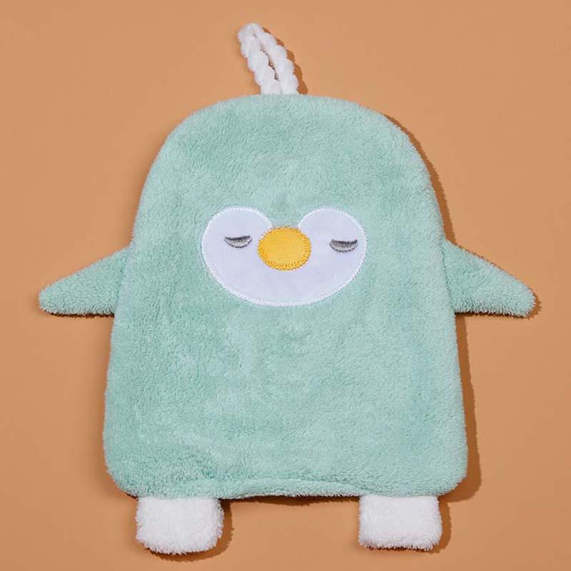 Soft Cute Cartoon Coral Fleece Hanging Hand Towel - Absorbent Kitchen Wiping Cloth