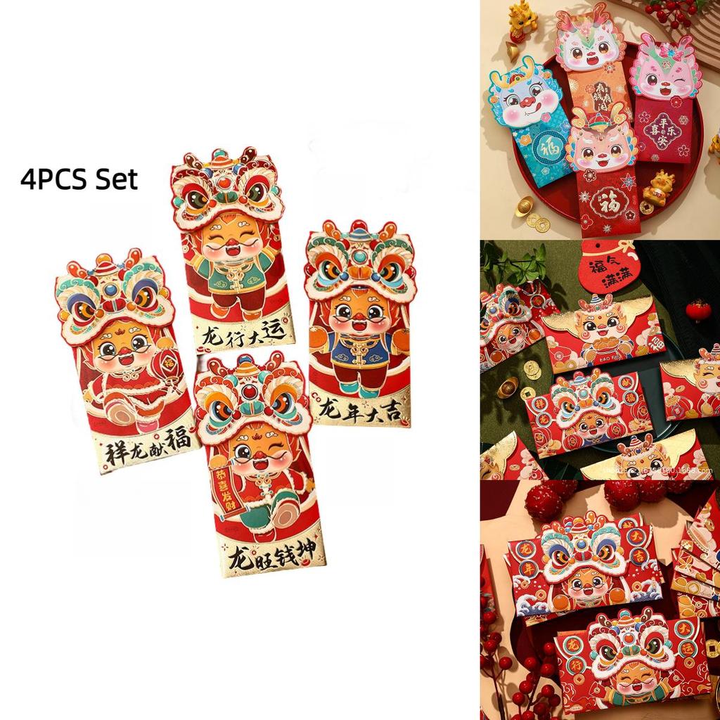 Unique And Creative 2024 Year Of The Dragon Red Packet Bag For Chinese New Year Various Colors Available