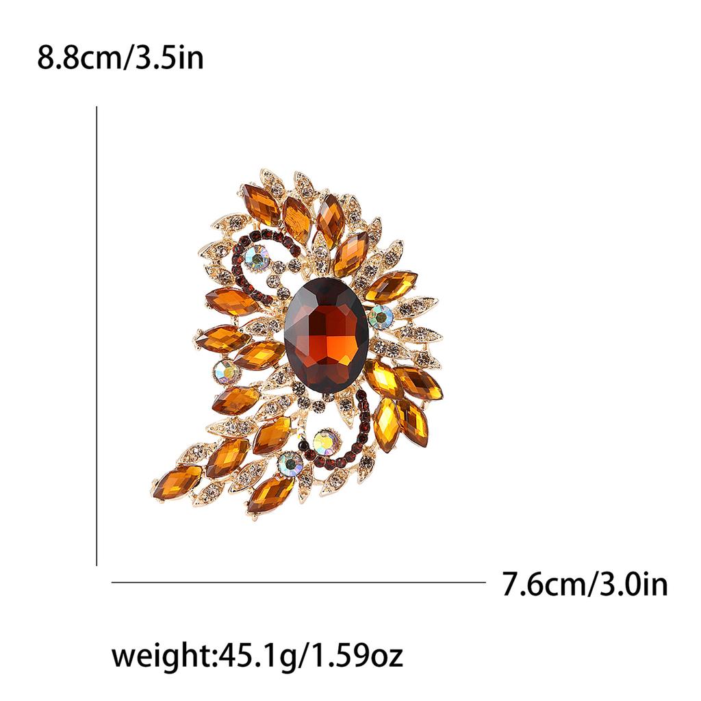 Africká slitina diamantová velká skleněná brož, luxusní jemná dámská obleková ozdoba na kabát a korsáž