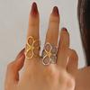 Creative Big Flower Open Ring Stainless Steel Gold Color Trendy Aadjustable Finger Ring Minimalist Zircon Gift Wholesale