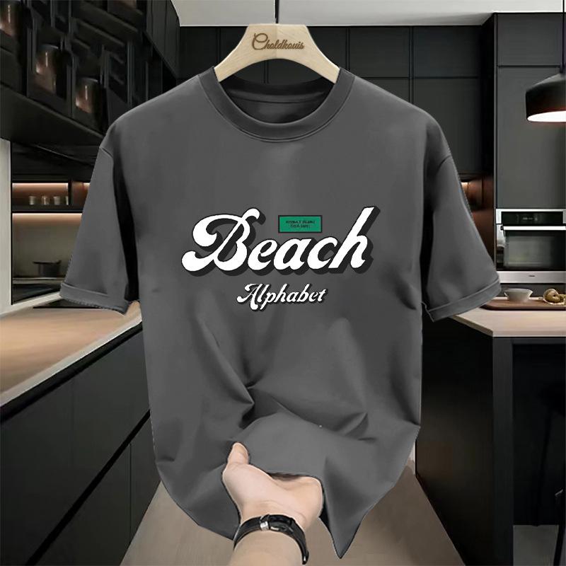 

Тяжелая футболка с коротким рукавом в американском стиле для мужчин Летний тренд Свободная Офсетная печать для мужчин Толстая Дышащая Базовая футболка из чистого хлопка 3XL