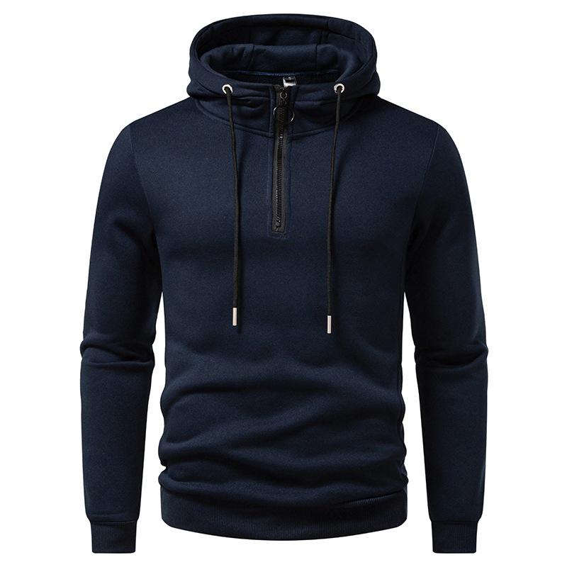 Men's Half-Zip Hooded Sweatshirt Casual Pullover for Men Autumn Winter Warm Fashion Hoodie with Drawstring Multi-Color Male Tops