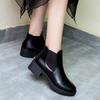 2024 Autumn/Winter Black Sock Boots with Plush, Fashionable Chunky Heel Martin Boots.