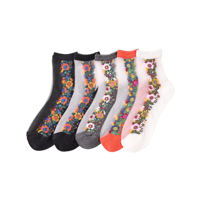 5 Pairs Fashion Transparent Women's Socks Small Transparent Silk Women's Socks Crystal Silk Women's Socks