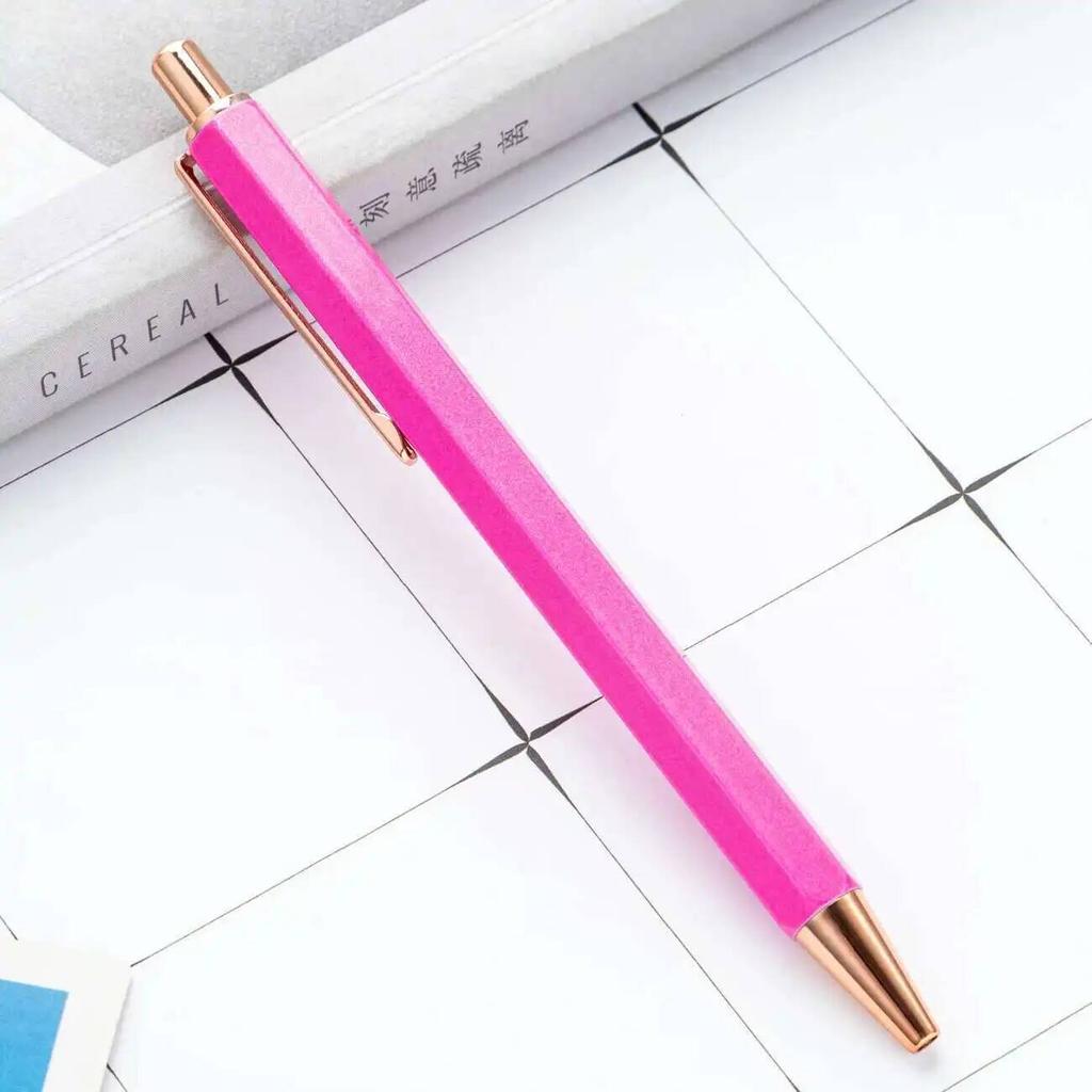 1 Piece Creative Ballpoint Hexagon Metal press Pen Stationery School Office Supplies