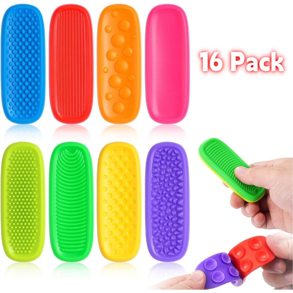 8/16 Pack Fidget Toys Kids Calm Strips Sensory Toys for Kids with Autism, Texture Suction Toys Worry Stone for Calming Down