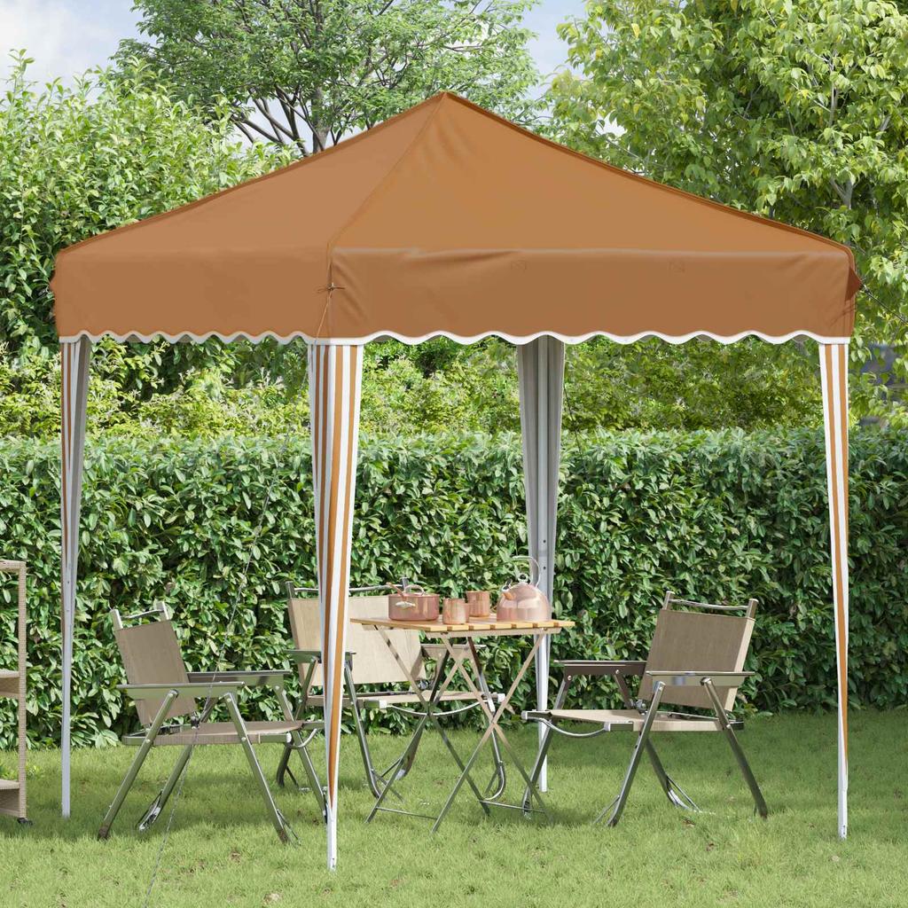 Pop Up Party Tent 195 X 195 X 245 Cm Beige Oxford Fabric