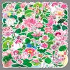 50 Lotus Flower & Leaf Cartoon Sticker Sheets: Creative Waterproof Scenery for Journals & Notebooks