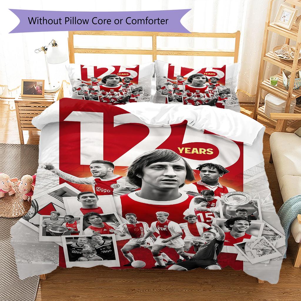 AFC Ajax Pattern Bedding Quilt Set Quilt Cover Pillowcase Home Decoration Birthday Gift (1 * duvet cover + 2 * pillowcase, without core)