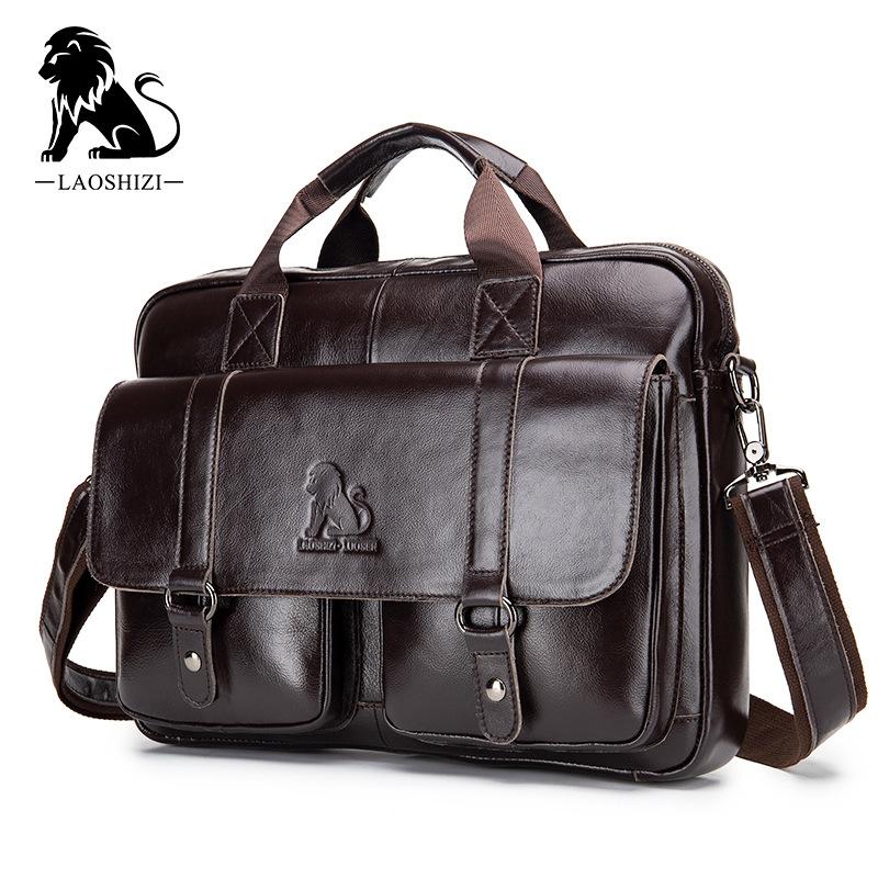 

New 100% genuine leather Men s briefcase laptop bag large capacity business handbag casual shoulder crossbody bags messenger bag кавовий