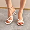 Fashion Women Sandals 2025 New Leather Sandals Big Size Sexy High Heels Slippers Women Open Toe Summer Shoes Female Zapatos De Mujer
